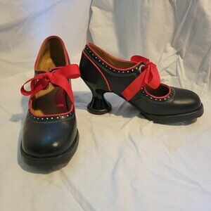 Fluevog Mini Sugarsnap Heels, Mary jane with ribbon, Womens 8.5